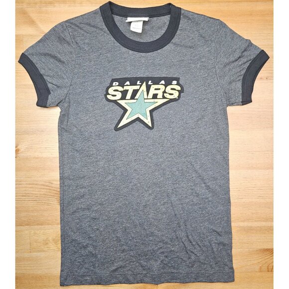 Dallas Stars Gray Ringer Girls T-Shirt Majestic Threads Large - Picture 4 of 7